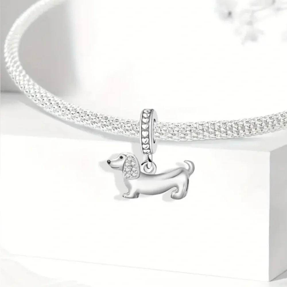 Silver Dachshund Dog Charm Pendant